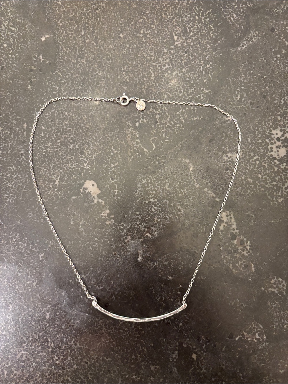 Gorjana Tanner Hammered Bar Necklace Silver Tone